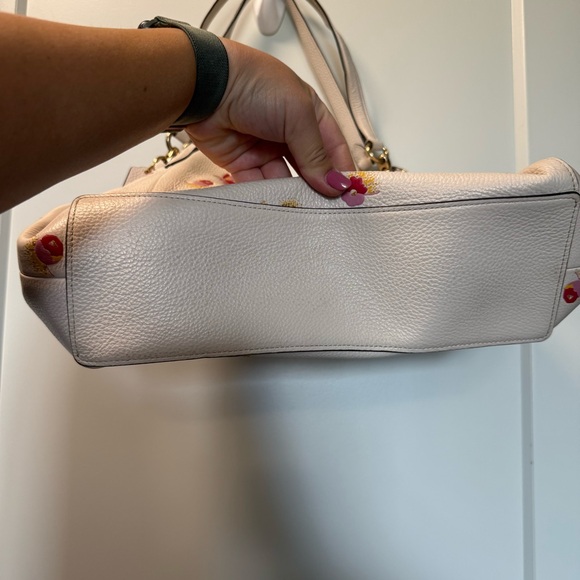 Coach Hallie Shoulder Bag Pop Floral‎ Print White Flowers Gold Pebble Leather - Picture 7 of 12